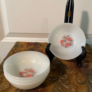 Set of 4 Fire King milk glass custard bowls